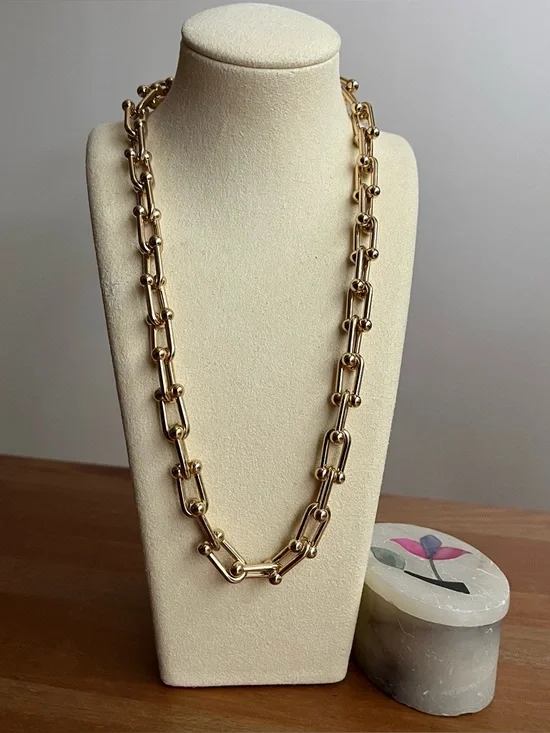 Sugarfix by Baublebar link necklace, horse shoe design gold-tone jewelry - Picture 1 of 8